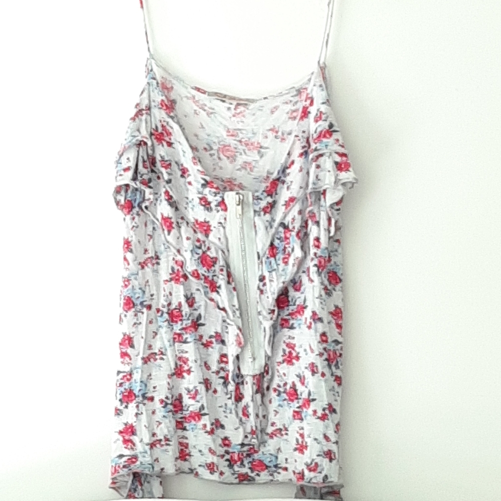 JY2K Julies Closet ruffle floral tank summer top. Size M.
